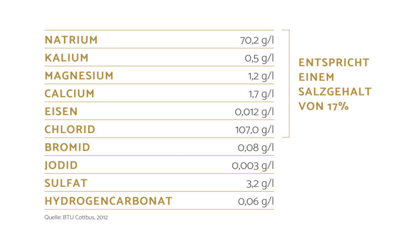 Inhaltsstoffe der Thermalsole und Angaben zum Salzgehalt